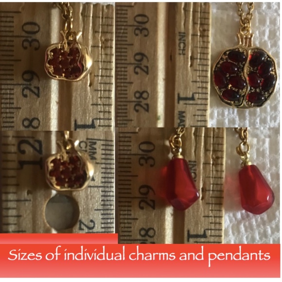 Persephone Greek Goddess Pomegranates and Seeds Handmade 2-Layer Gold Necklace - Picture 13 of 15